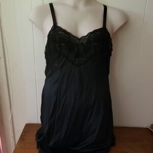 Vintage 70s Wonder Maid Lacy Black Antron Nylon Full Slip Style 2910